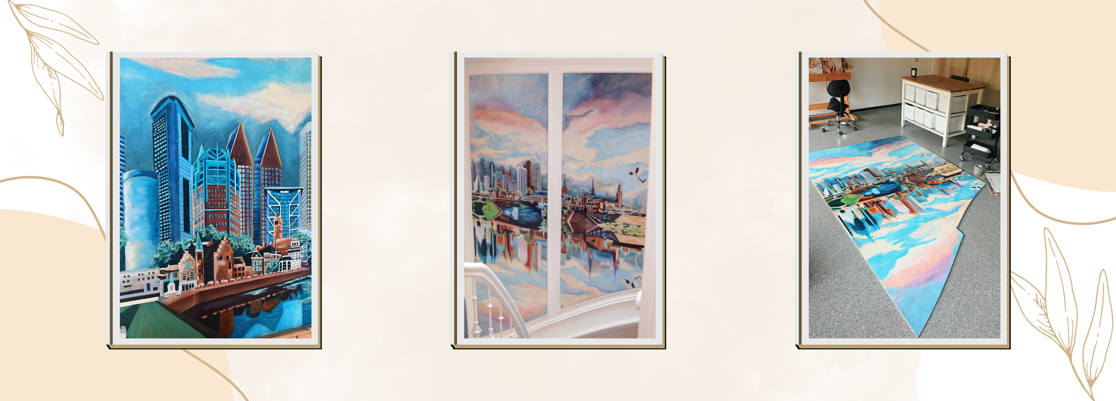 Cityscape artwork Commission oil-painting artwork Landscape